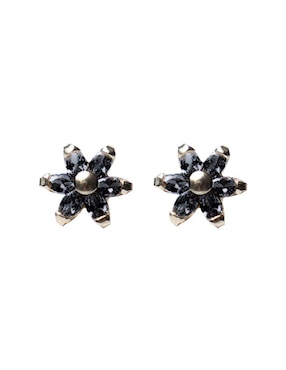Broqueles de Flor Mardia de oro 10 K con acabado pavé zirconia