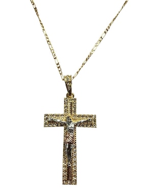 Collar con dije Cristo de cruz Limerence By Claudia Herrera de oro laminado 14 K