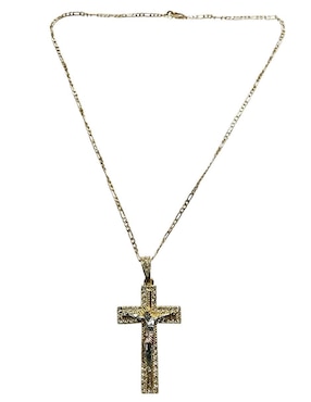 Collar con dije Cristo de cruz Limerence By Claudia Herrera de oro laminado 14 K