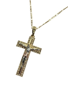 Collar con dije Cristo de cruz Limerence By Claudia Herrera de oro laminado 14 K