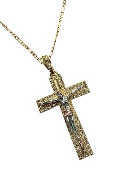 Collar con dije Cristo de cruz Limerence By Claudia Herrera de oro laminado 14 K