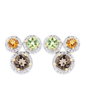 Broqueles circulares Joyerias Bizzarro de oro amarillo 14 K con acabado brillante diamante