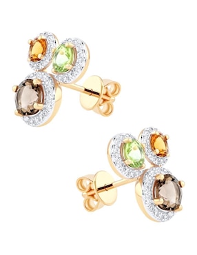 Broqueles circulares Joyerias Bizzarro de oro amarillo 14 K con acabado brillante diamante