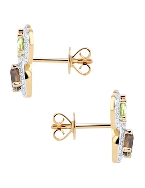 Broqueles circulares Joyerias Bizzarro de oro amarillo 14 K con acabado brillante diamante