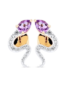 Broqueles de serpiente Joyerias Bizzarro de oro amarillo 14 K con acabado brillante diamante