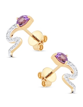 Broqueles de serpiente Joyerias Bizzarro de oro amarillo 14 K con acabado brillante diamante