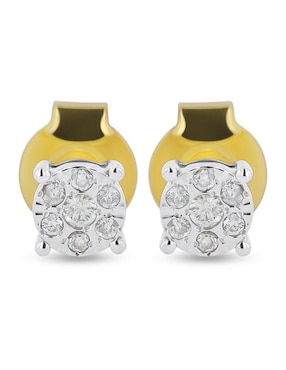 Broqueles circulares Joyerias Bizzarro de oro amarillo 10 K con acabado brillante diamante