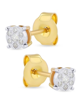 Broqueles circulares Joyerias Bizzarro de oro amarillo 10 K con acabado brillante diamante