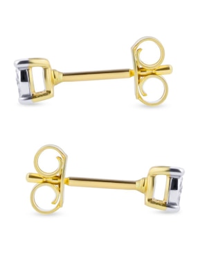 Broqueles circulares Joyerias Bizzarro de oro amarillo 10 K con acabado brillante diamante