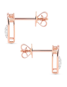 Broqueles de corazón Joyerias Bizzarro de oro rosa 14 K con acabado brillante diamante
