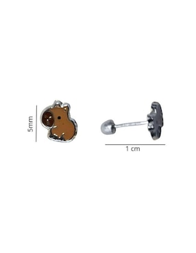 Broqueles de capibara Mardia de plata P 925 con acabado esmaltado