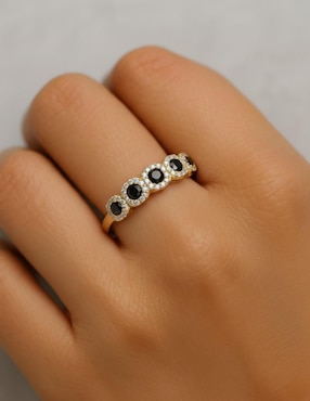 Anillo circular Joyería M De Leon 10 k de oro amarillo zirconia brillante