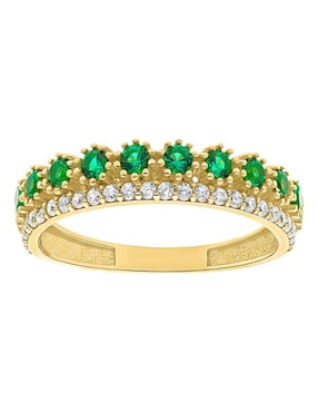 Anillo circular Joyería M De Leon 10 k de oro amarillo zirconia brillante