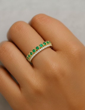Anillo circular Joyería M De Leon 10 k de oro amarillo zirconia brillante