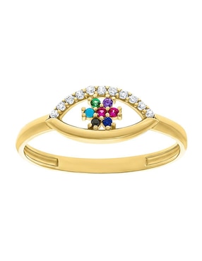 Anillo circular Joyería M De Leon 10 k de oro amarillo zirconia brillante