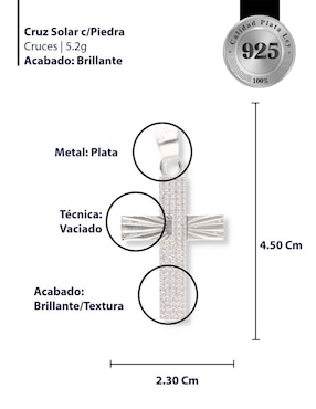 Dije de cruz Enjoya de plata P 925 circonita