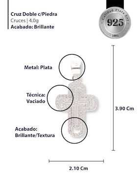 Dije de cruz Enjoya de plata P 925 circonita