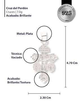 Dije de cruz Enjoya Cristo de plata P 925