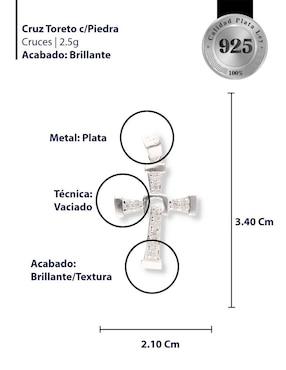 Dije de cruz Enjoya de plata P 925 circonita