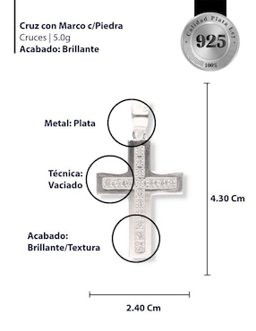 Dije de cruz Enjoya de plata P 925 circonita