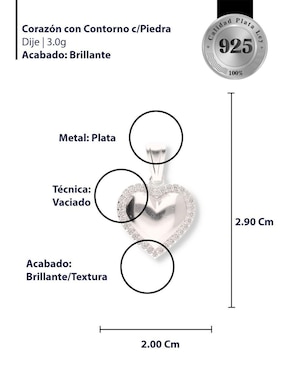 Dije de corazón Enjoya Love de plata P 925 circonita