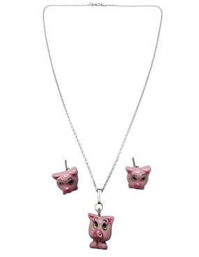 Aretes y collar de cerdo Limerence by Claudia Herrera Puerquito de plata P 925