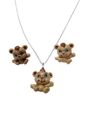 Aretes y collar oso Limerence by Claudia Herrera Ternura de plata P 925