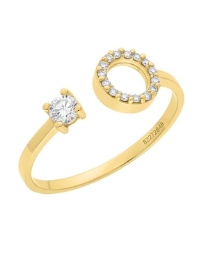 Anillo circular Joyería M De Leon 10 k de oro amarillo zirconia brillante
