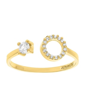 Anillo circular Joyería M De Leon 10 k de oro amarillo zirconia brillante