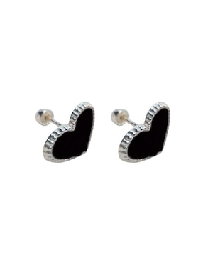 Broqueles de corazón Mardia de plata P 925 con acabado esmaltado