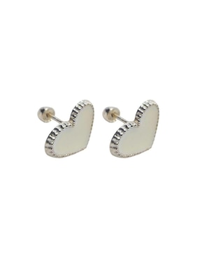 Broqueles de corazón Mardia de plata P 925 con acabado esmaltado