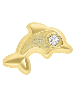 Arete de delfín Joyería M De Leon de oro amarillo 10 K con acabado brillante zirconia