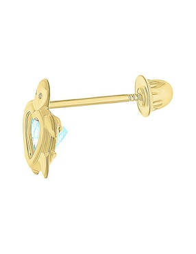 Arete de tortuga Joyería M De Leon de oro amarillo 10 K con acabado brillante zirconia