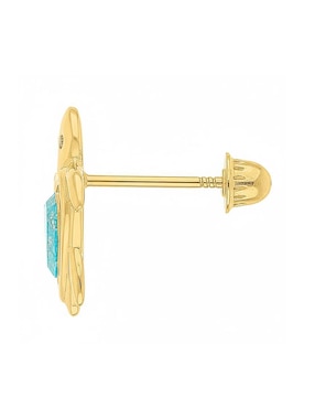 Arete de tortuga Joyería M De Leon de oro amarillo 10 K con acabado brillante zirconia