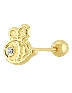 Arete de abeja Joyería M De Leon de oro amarillo 10 K con acabado brillante zirconia