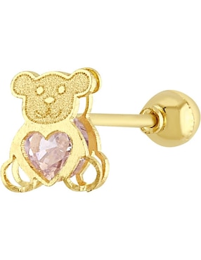 Arete de oso Joyería M De Leon de oro amarillo 10 K con acabado brillante zirconia