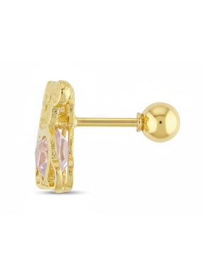 Arete de oso Joyería M De Leon de oro amarillo 10 K con acabado brillante zirconia
