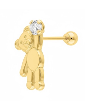 Arete de oso Joyería M De Leon de oro amarillo 10 K con acabado brillante zirconia