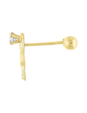 Arete de oso Joyería M De Leon de oro amarillo 10 K con acabado brillante zirconia
