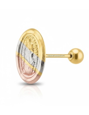 Arete ovalado Joyería M de Leon de oro 10 K con acabado brillante
