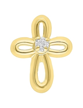 Arete de cruz Joyería M de Leon de oro amarillo 10 K con acabado brillante zirconia