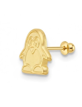 Arete de pingüino Joyería M de Leon de oro amarillo 10 K con acabado brillante