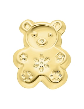 Broquel individual de oso Joyería M de Leon de oro amarillo 10 K con acabado brillante zirconia