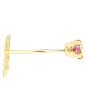 Broquel individual de oso Joyería M de Leon de oro amarillo 10 K con acabado brillante zirconia