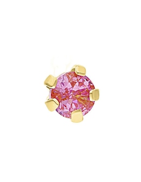 Broquel individual de oso Joyería M de Leon de oro amarillo 10 K con acabado brillante zirconia