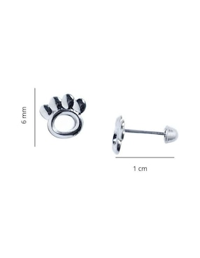 Broqueles de huella Mardia de plata P 925 con acabado liso