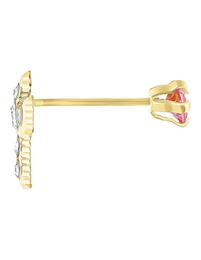Arete de cruz Joyería M De Leon de oro amarillo 10 K con acabado brillante zirconia