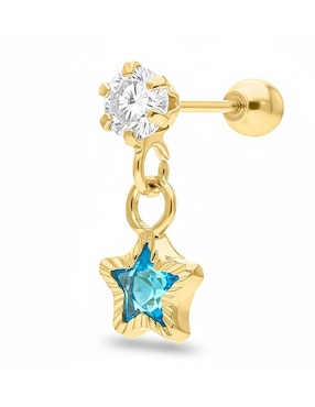 Arete de estrella Joyería M De Leon de oro amarillo 10 K con acabado brillante zirconia