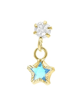 Arete de estrella Joyería M De Leon de oro amarillo 10 K con acabado brillante zirconia