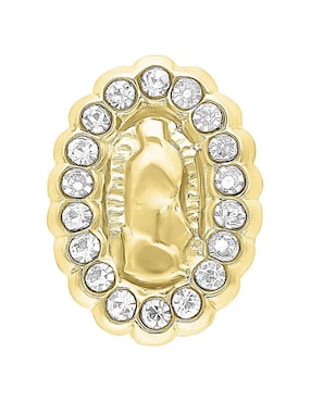 Arete ovalado Joyería M De Leon de oro amarillo 10 K con acabado brillante zirconia